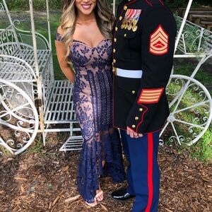 Stunning Navy Lace Mermaid Dress